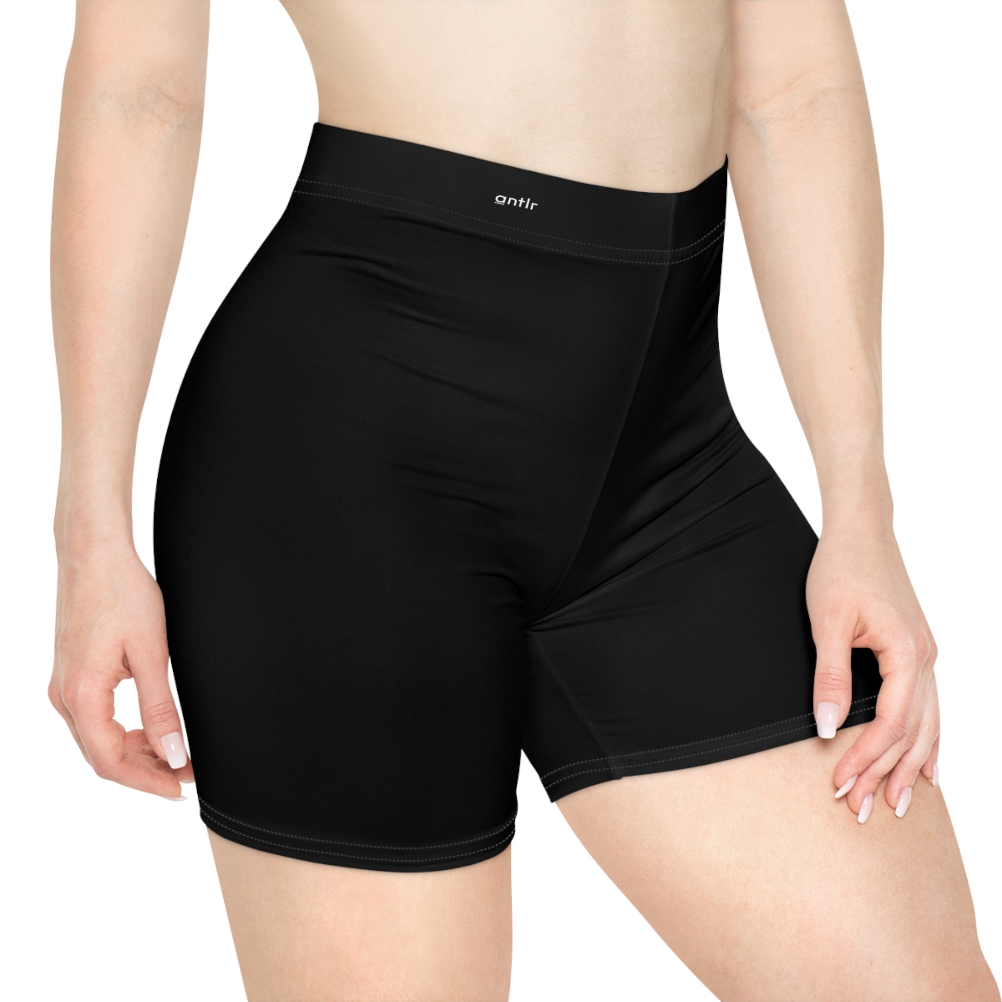 Women's Biker Shorts - High-Waist Black Athletic Cycling Shorts